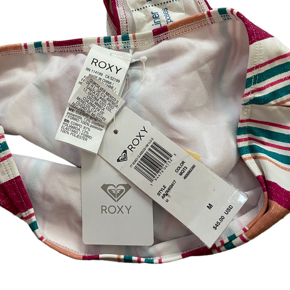 Roxy Medium Bikini Bottom High Waisted Striped Nw… - image 2